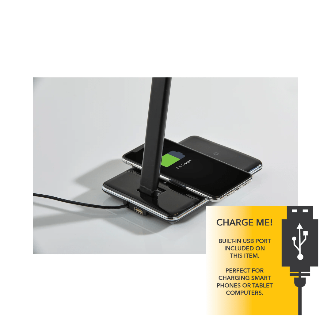 Adesso Desk Lamp [CLEARANCE] Adesso Declan LED Charge Wireless Charging Multi-Function Desk Lamp- Black