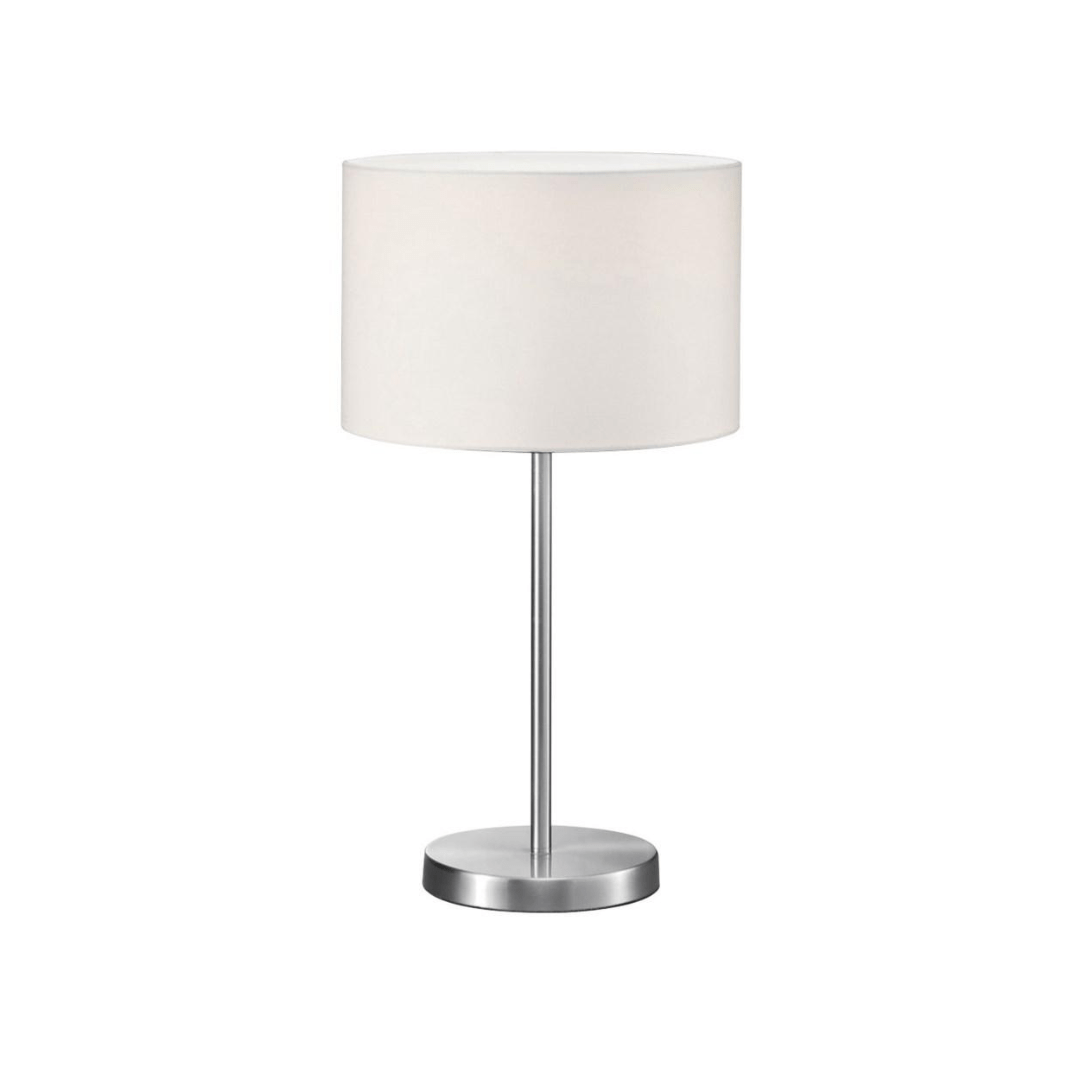 Arnsberg Table Lamps Grannus Table Lamp in Satin Nickel with White Shade