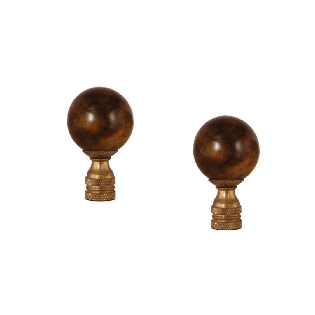 EE finial 2.1'' H Set of 2 Brown Jade Stone Finial in Brass Finish