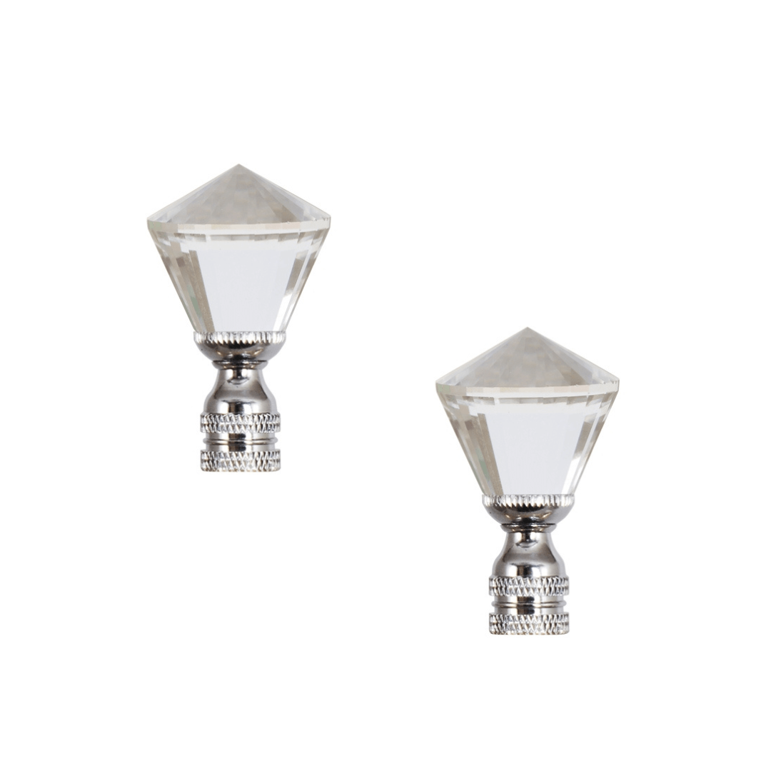 EE finial 2.25'' H Set of 2 Large Crystal Finial in Nickel Finish