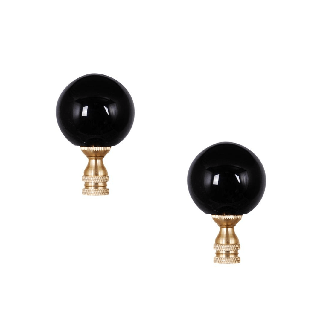 EE finial 2.70'' H Set of 2 Large Black Crystal Finial in Brass Finish