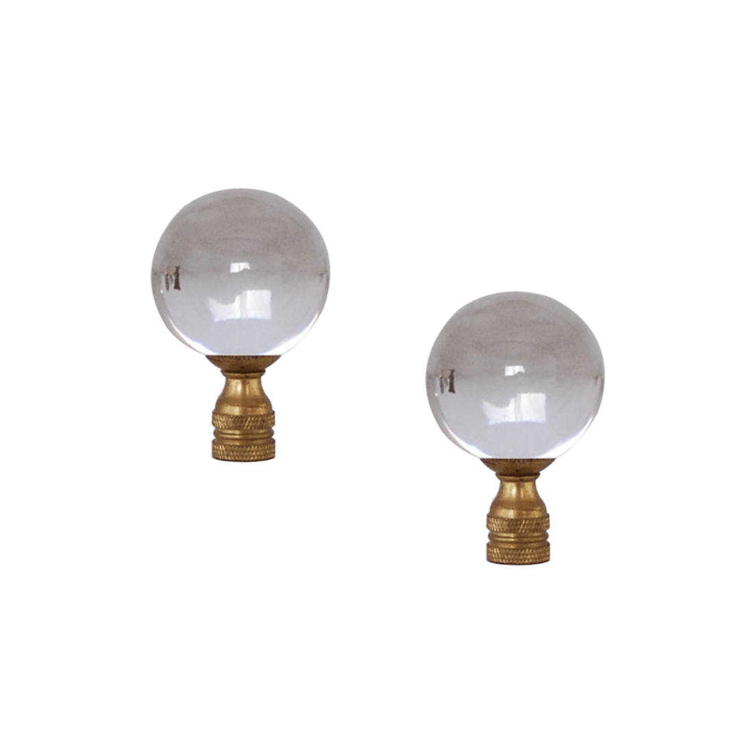 EE finial Brass Set of 2 Small Crystal Ball Finial