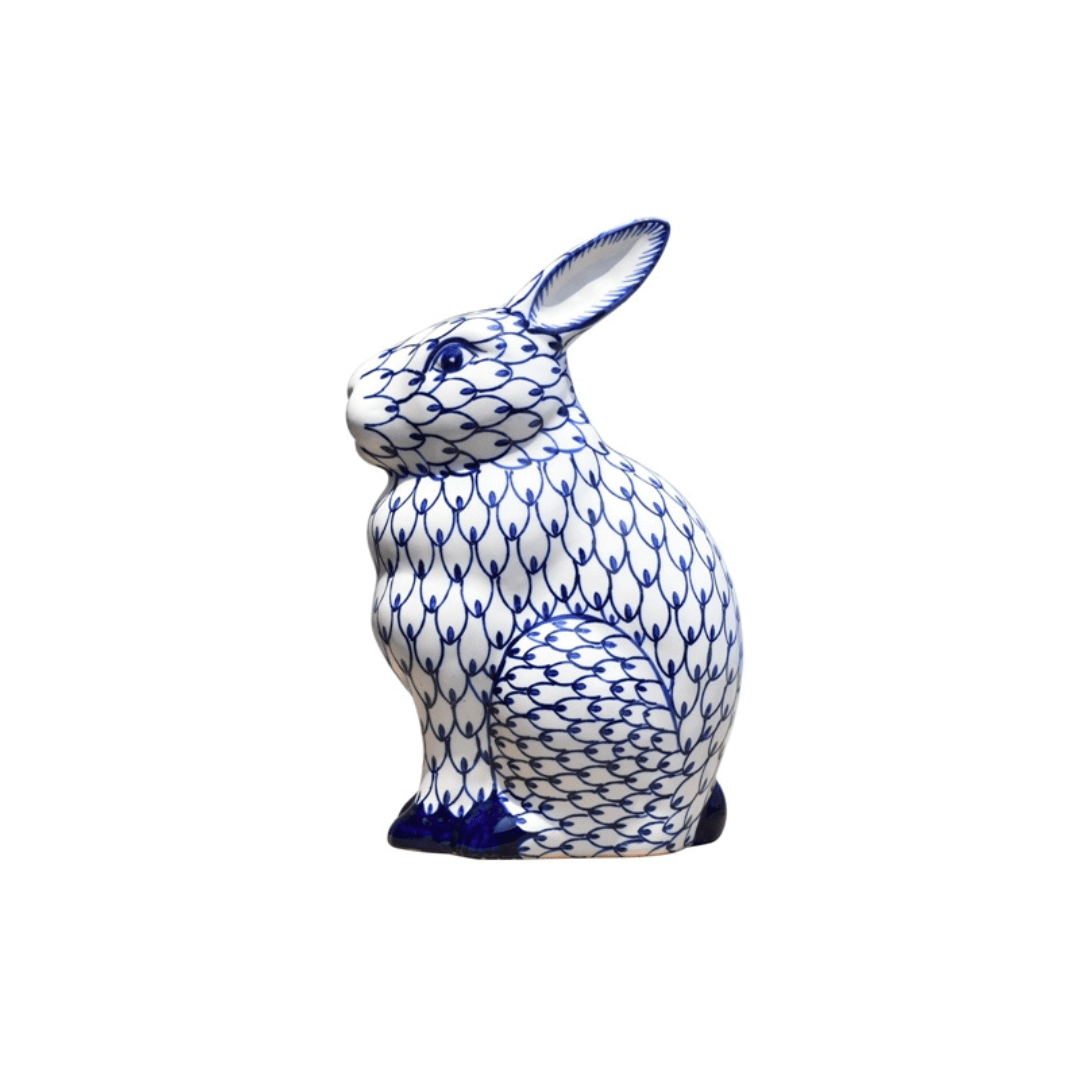 EE home accessories Enchanted Monochrome Porcelain Bunny Home Ornament - Whimsical Decor Accent