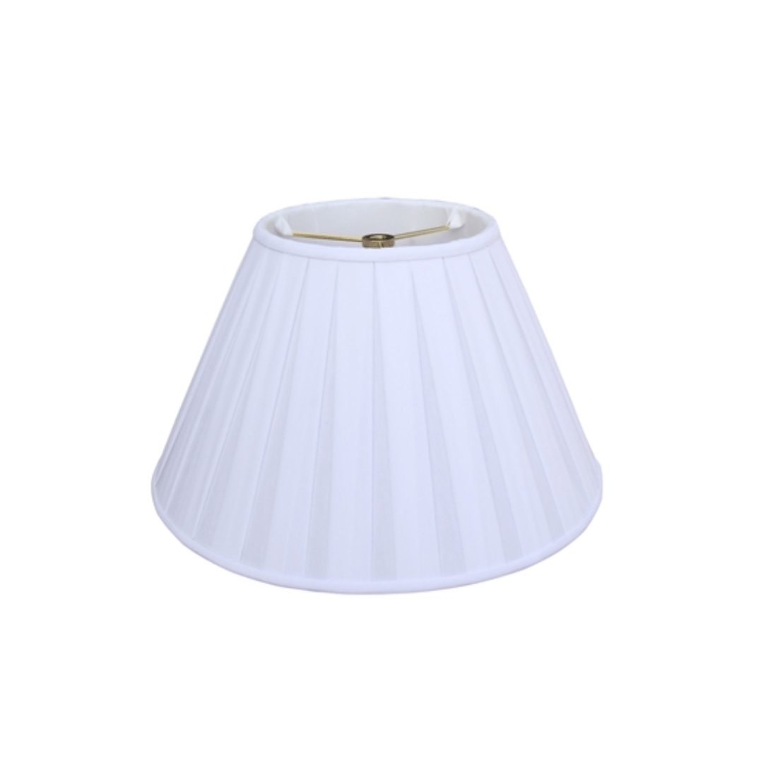 EE lamp shade 7 x 14 x 9" (Washer 5/8" Recess) / White Anna (Faux Silk) Empire Flared Style Box Pleated Lamp Shade