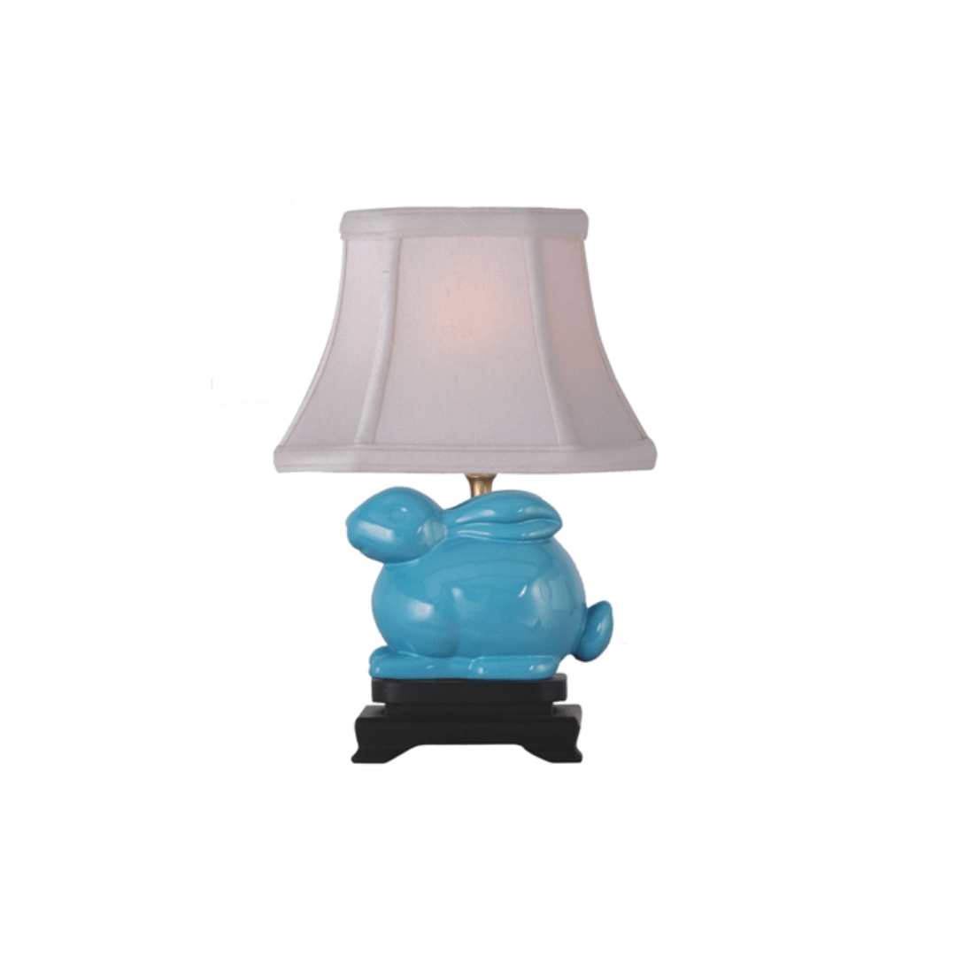  Turquoise Porcelain Bunny Mini Table Lamp