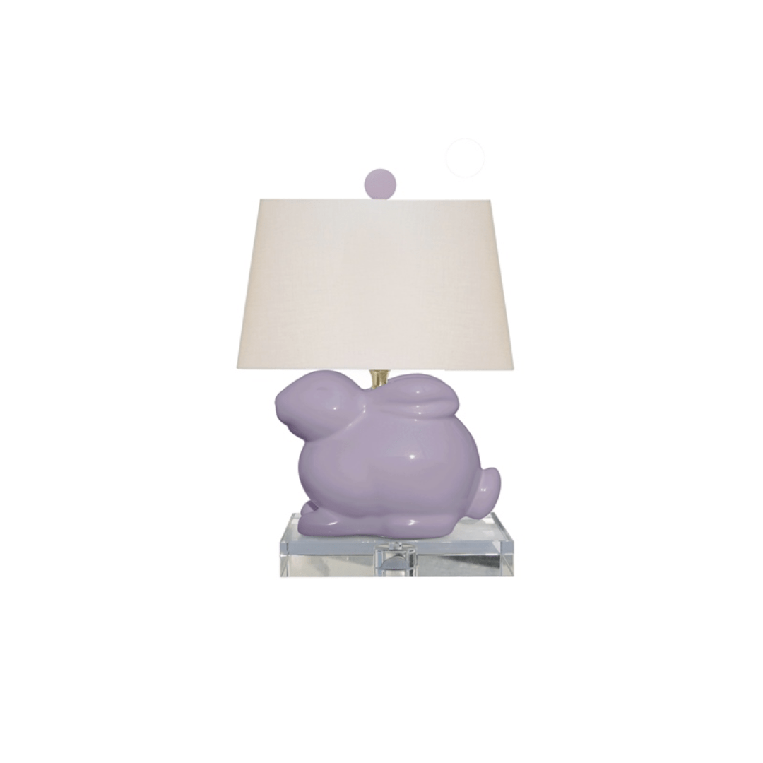 EE Table Lamp Enchanted Lavender Bunny Lamp with Crystal Base - Whimsical Illumination
