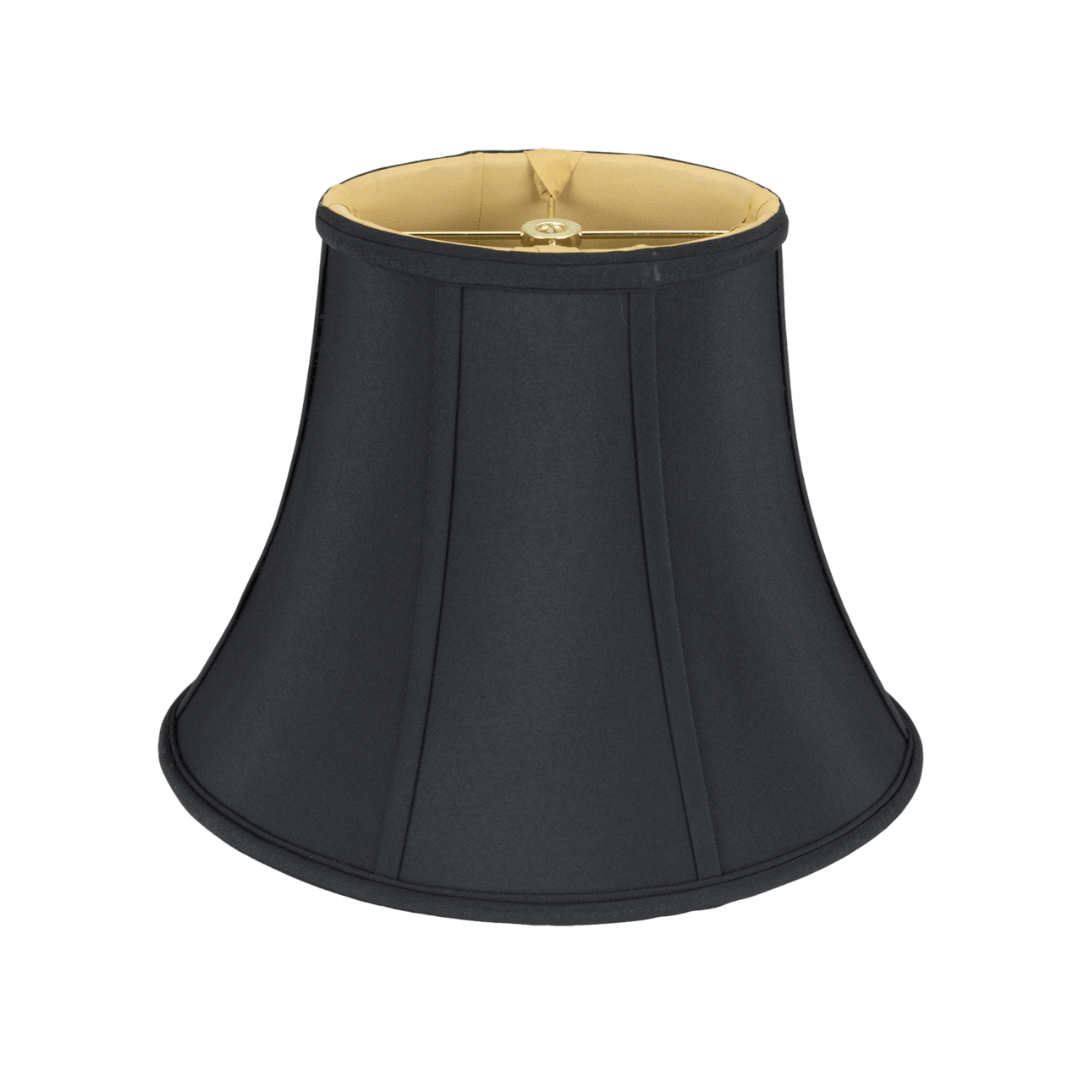ML lamp shade (3.5 x 5.25) x (7 x 10) x 8.5" Shantung Black & Gold Lining Oval Bell with Piping Lamp Shade