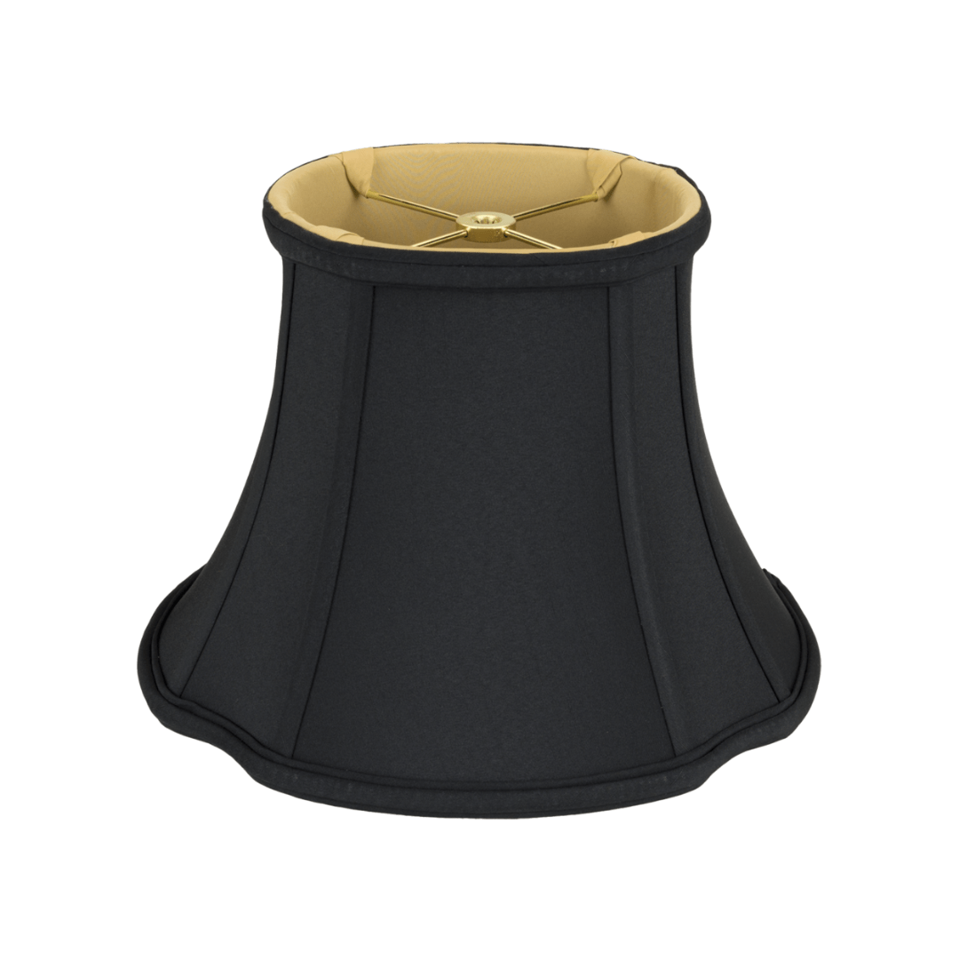 ML lamp shade (4x5) x (6x8) x 6.5" Black Shantung Silk French Oval Gold Lining Lamp Shade