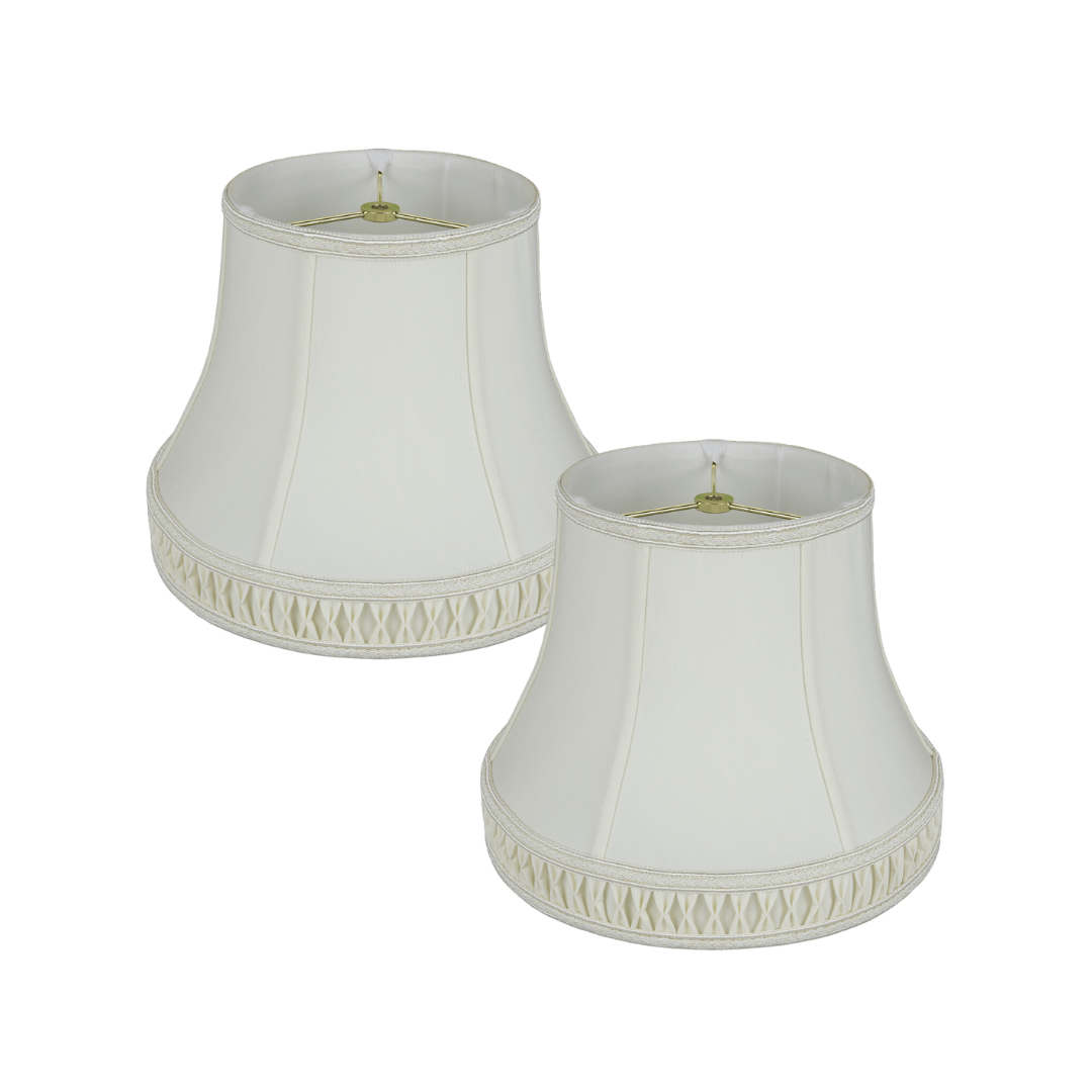 ML lamp shade [OPEN BOX] SET OF 2 Shantung Silk Bell with Smocked Pleated Cuff Lamp Shade
