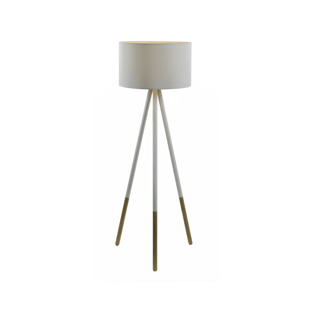 Adesso Lighting Louise Floor Lamp in White with Natural Wood Base