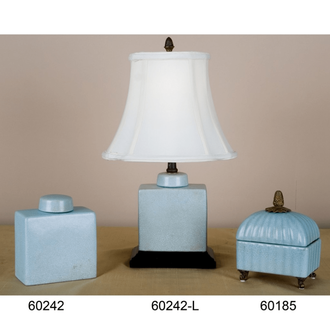 Danny's Fine Porcelain Lighting Porcelain Rect. Box Lamp in Celadon Blue