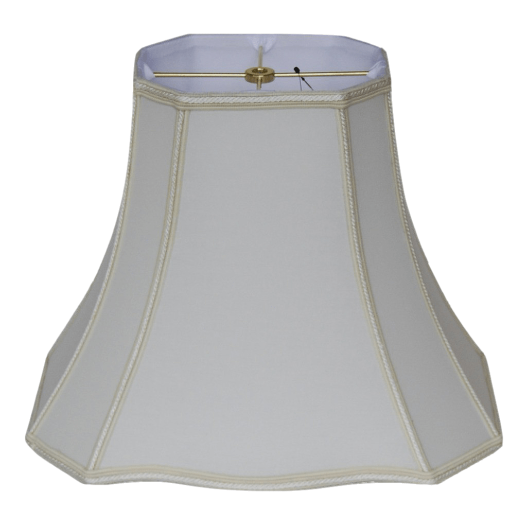 Off White Handkerchief Cotton Linen Clover Rectangle Bell with Braided Trim Lamp Shade