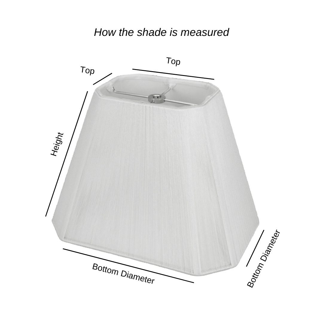 EE lamp shade Off White Anna (Faux Silk) Square Cut Corner Soft Back Lining, Corner Roll Pleat Lamp Shade