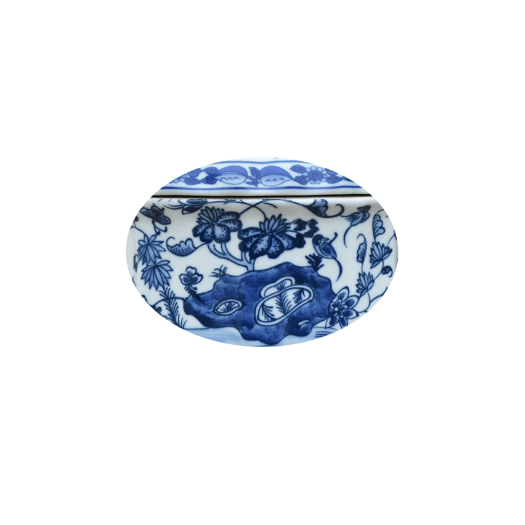 EE Lamps Blue & White Porcelain Oval Jar Mini Lamp
