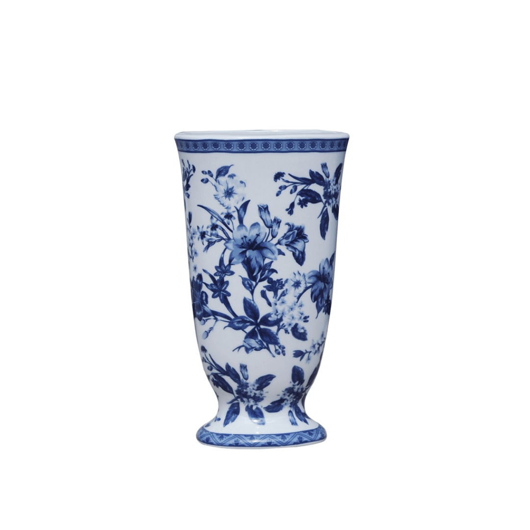 EE Lighting B/W Authentic Porcelain Hand Made Floral Vase