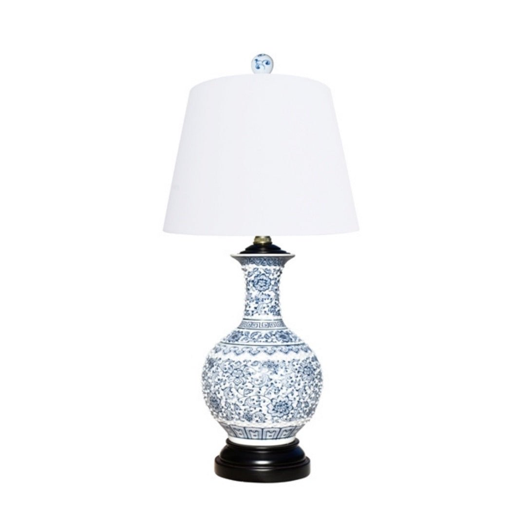 EE Lighting B/W Porcelain Pearl Vase Lamp