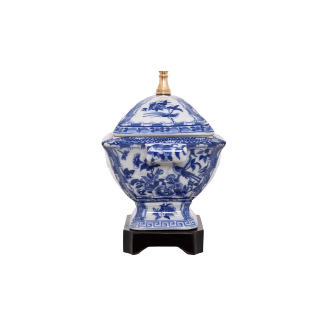  Blue and White Porcelain Canton Tureen Lamp 19'' High