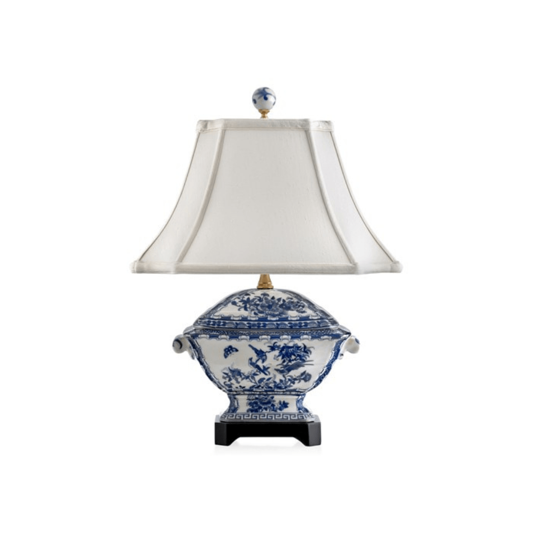EE porcelain table lamp Blue and White Porcelain Canton Tureen Lamp 19'' High