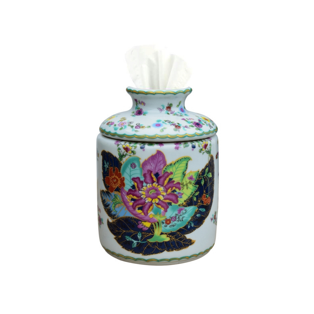 EE tissue box Multi Color Floral Porcelain Tissue Box