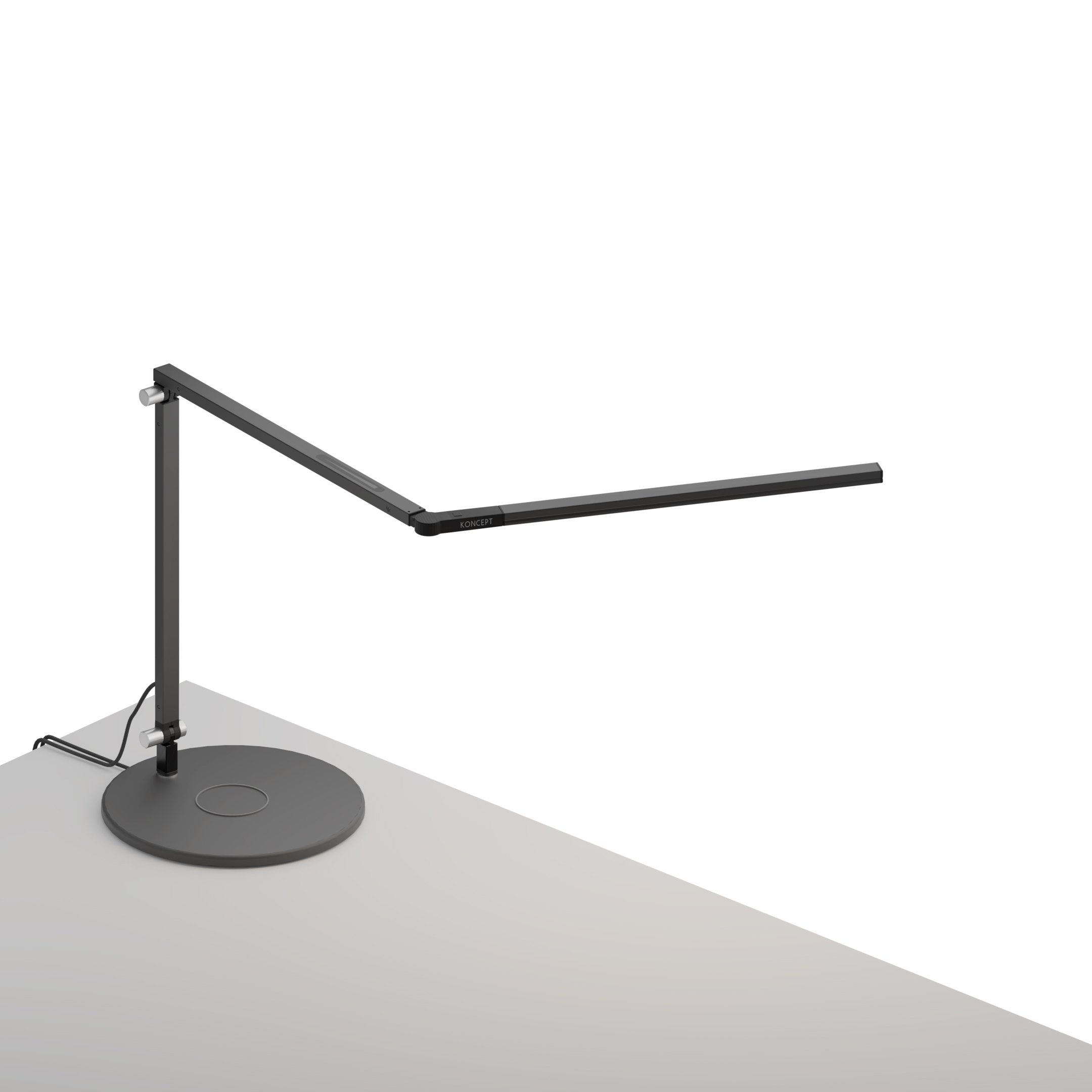 Koncept Desk Lamps Z-Bar mini Desk Lamp with wireless charging Qi Base (Warm Light; Metallic Black)