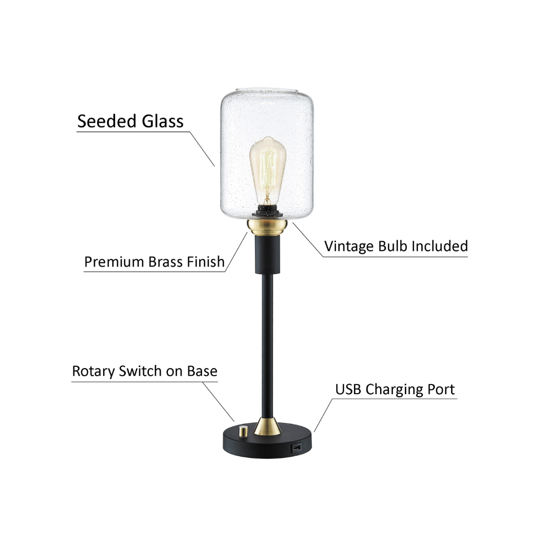 Lite Source Luken Black Metal Uplight Table Lamp