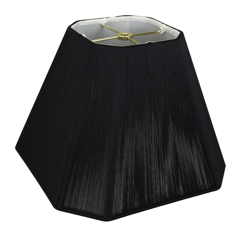 lamp shade 4 x 8 x 6.5" / String / Black & White Lining Black Silk String Square Cut Corner Soft Lining Lamp Shade