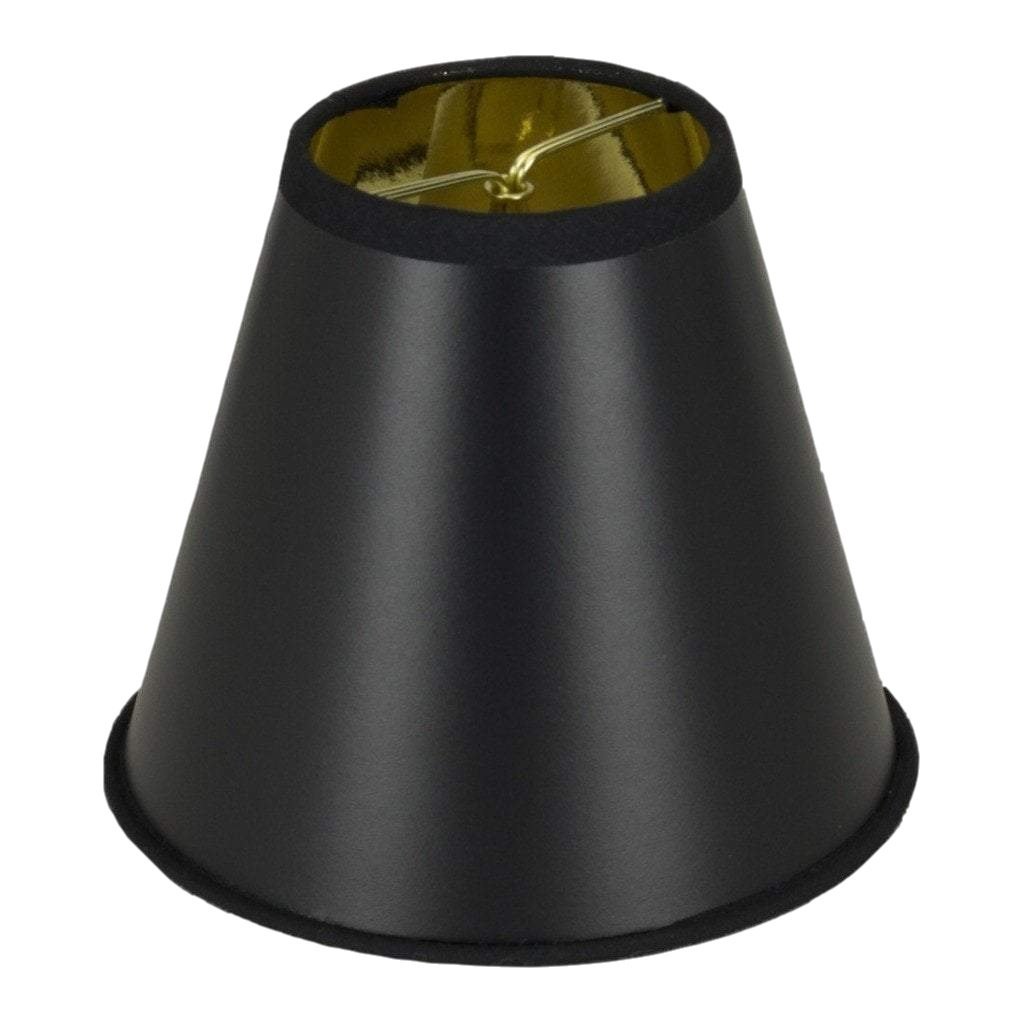  lamp shade 3 x 4 x 4" (Candle Clip) / Parchment / Black Gold Lining Black Empire Chandelier Hardback Lamp Shade